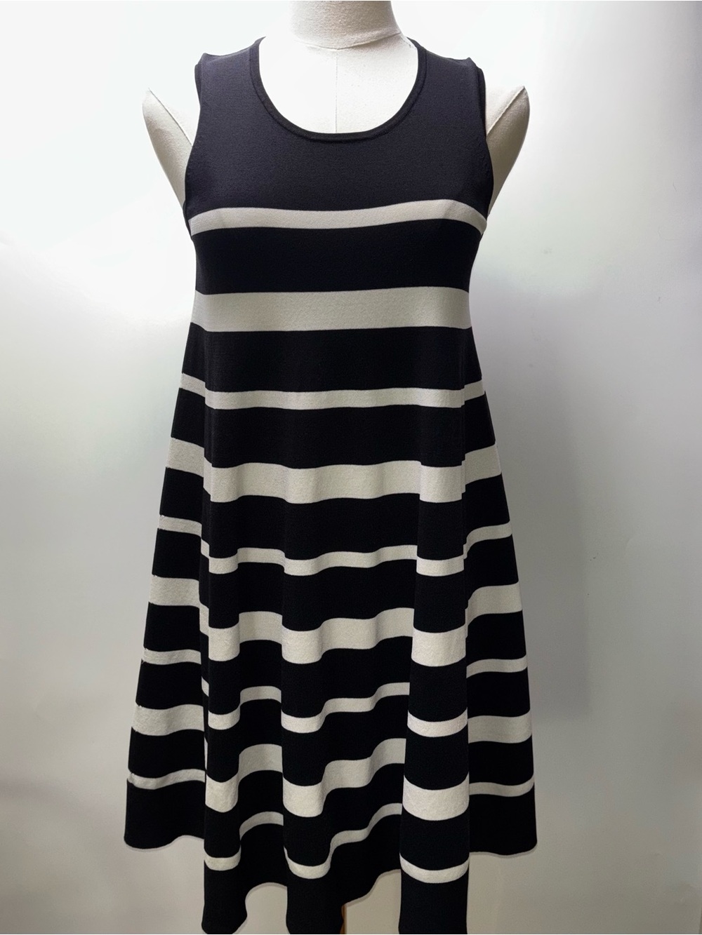 COS Black and White Striped Sleeveless Swing Dress Size S